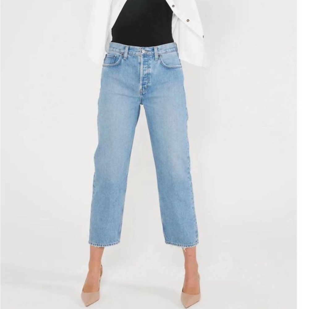 ETICA Bryce Pinch Waist Boyfriend High Rise Jeans - Faded Blue